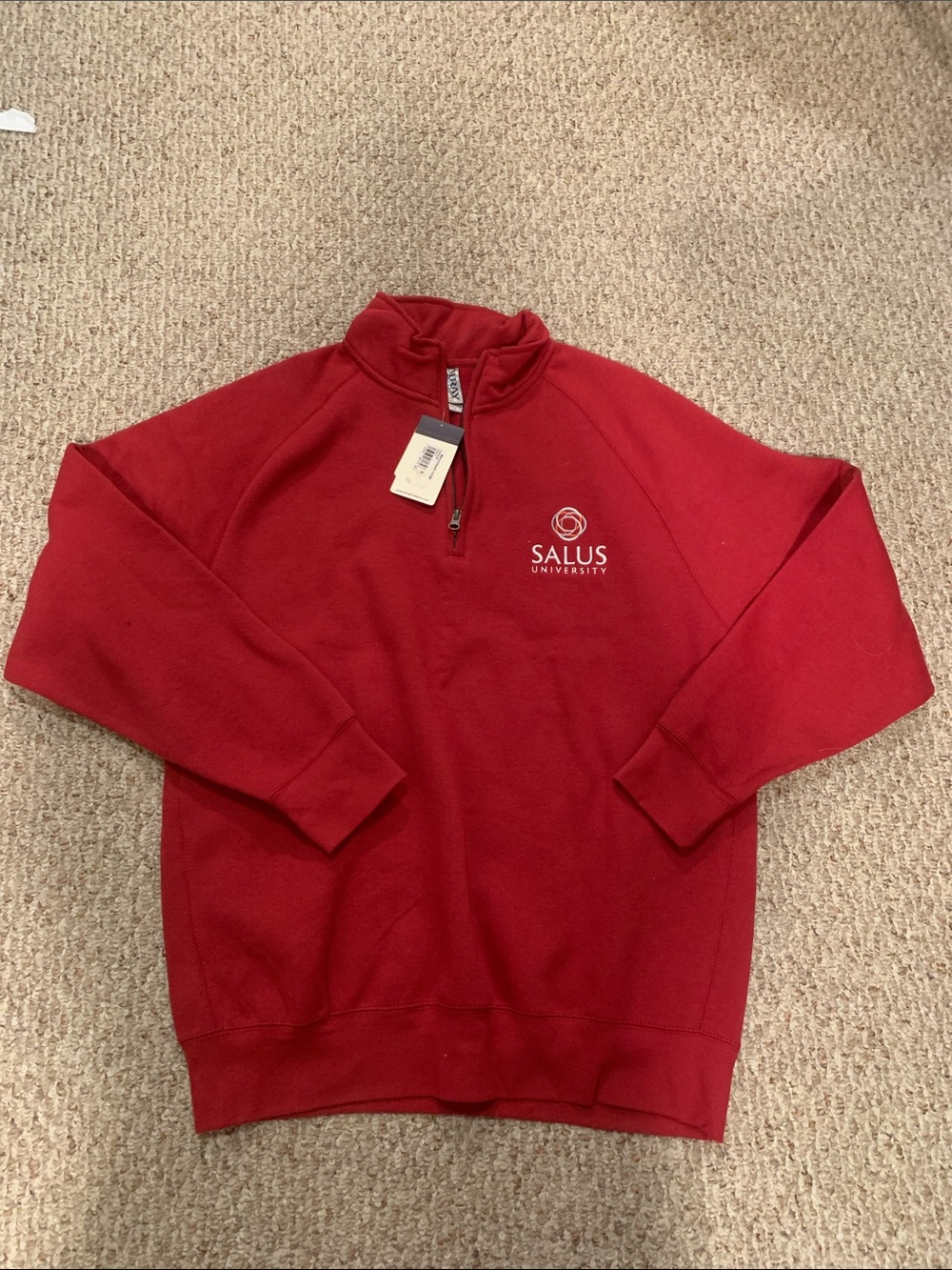 NWT Salus University Men's Maroon Quarter-Zip Pullover Sweater